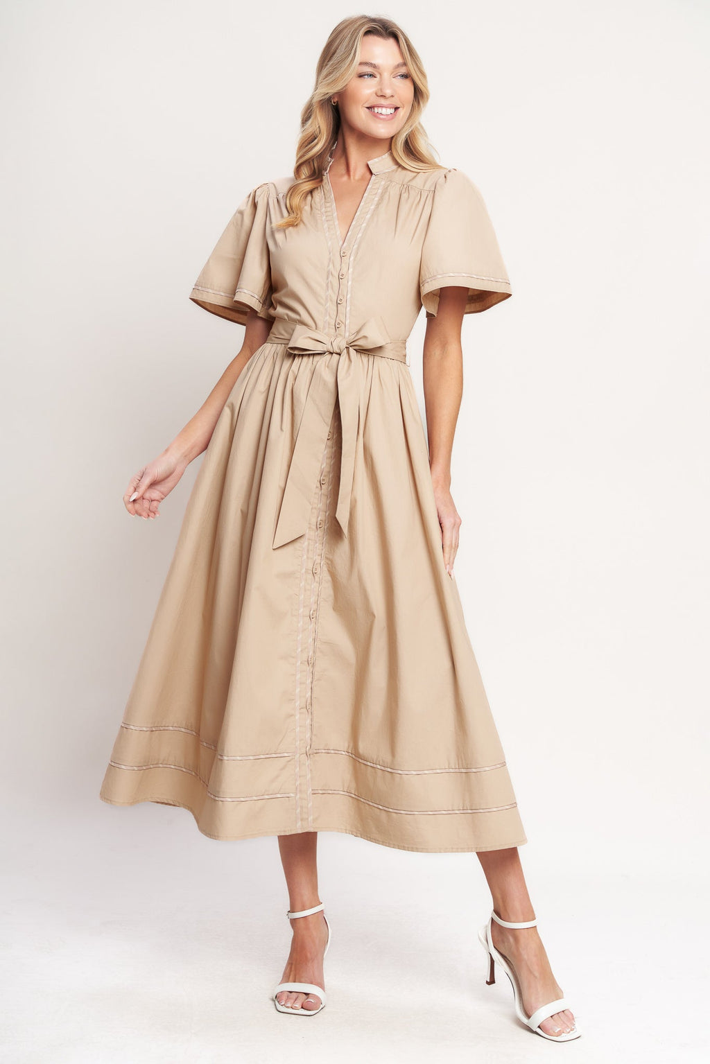 RESORT ESCAPE WOVEN MIDI DRESS
