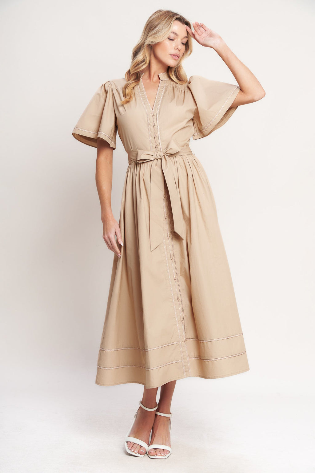RESORT ESCAPE WOVEN MIDI DRESS