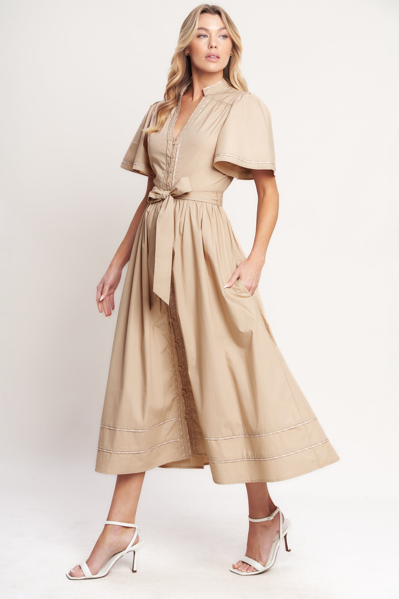 RESORT ESCAPE WOVEN MIDI DRESS