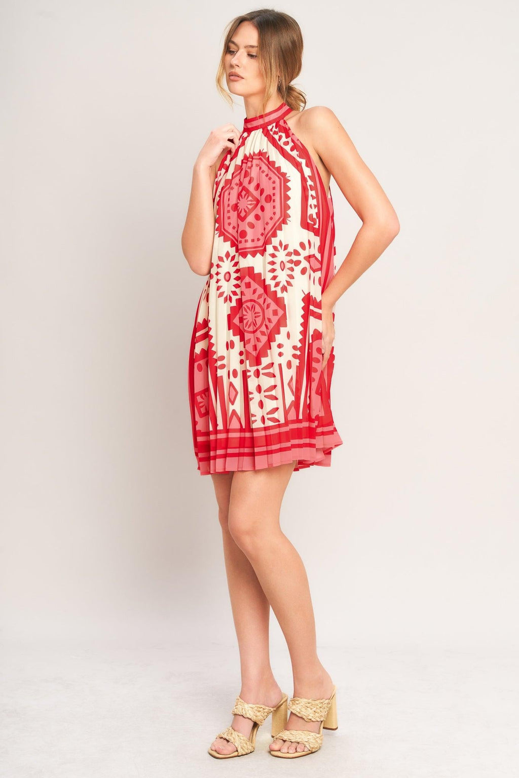 SUNSET MEDALLION WOVEN MINI DRESS