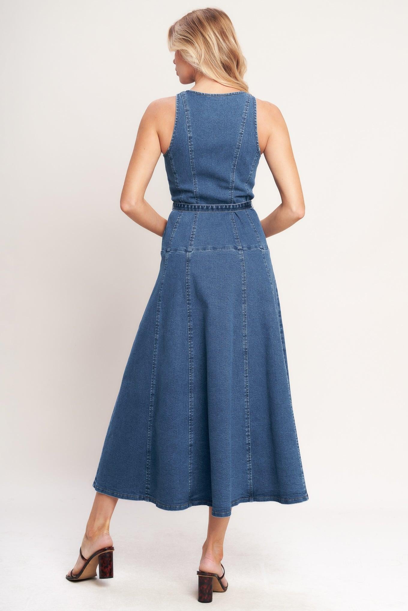 SUNDAY STROLL DENIM MIDI DRESS