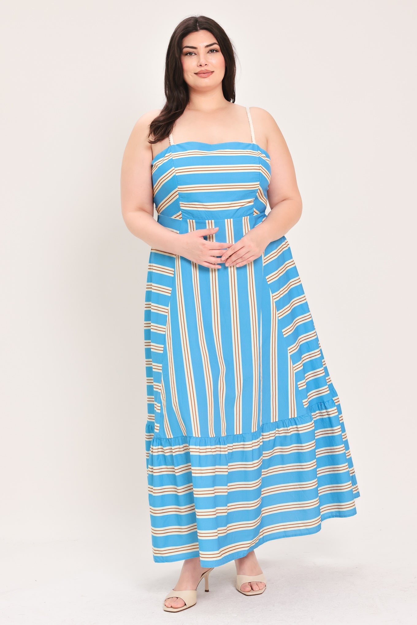 BREEZE STRIPE WOVEN MIDI DRESS
