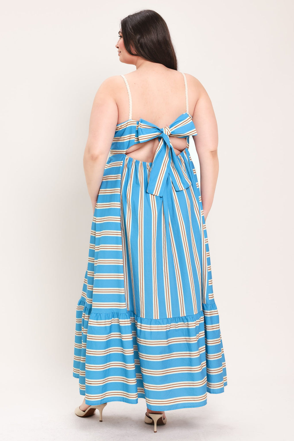 BREEZE STRIPE WOVEN MIDI DRESS