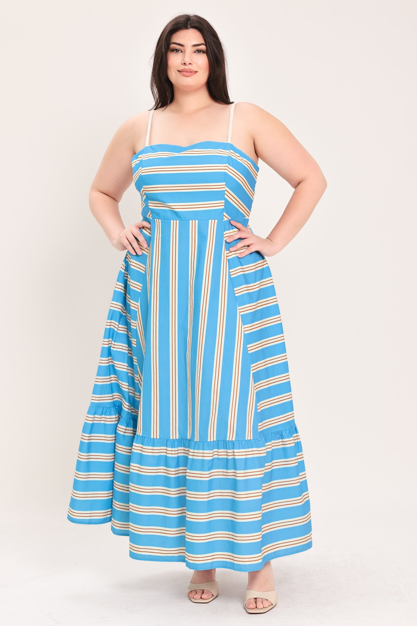 BREEZE STRIPE WOVEN MIDI DRESS