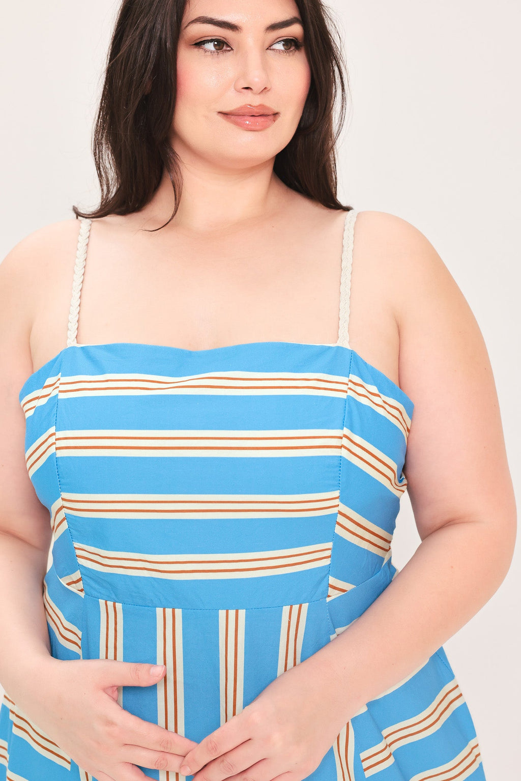 BREEZE STRIPE WOVEN MIDI DRESS