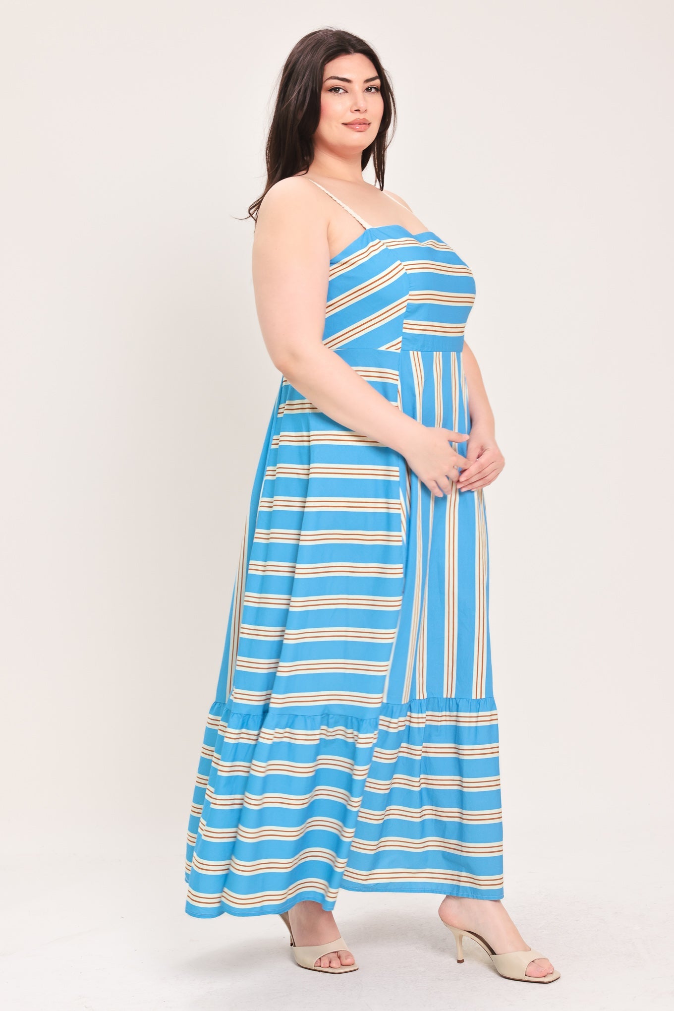 BREEZE STRIPE WOVEN MIDI DRESS