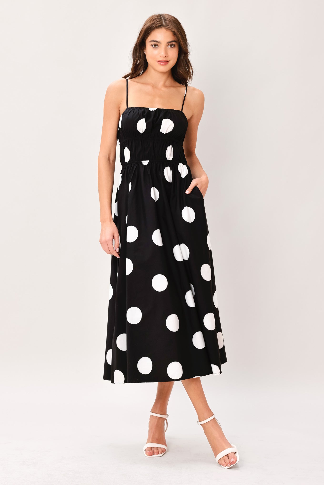 DOT THEORY WOVEN MIDI DRESS