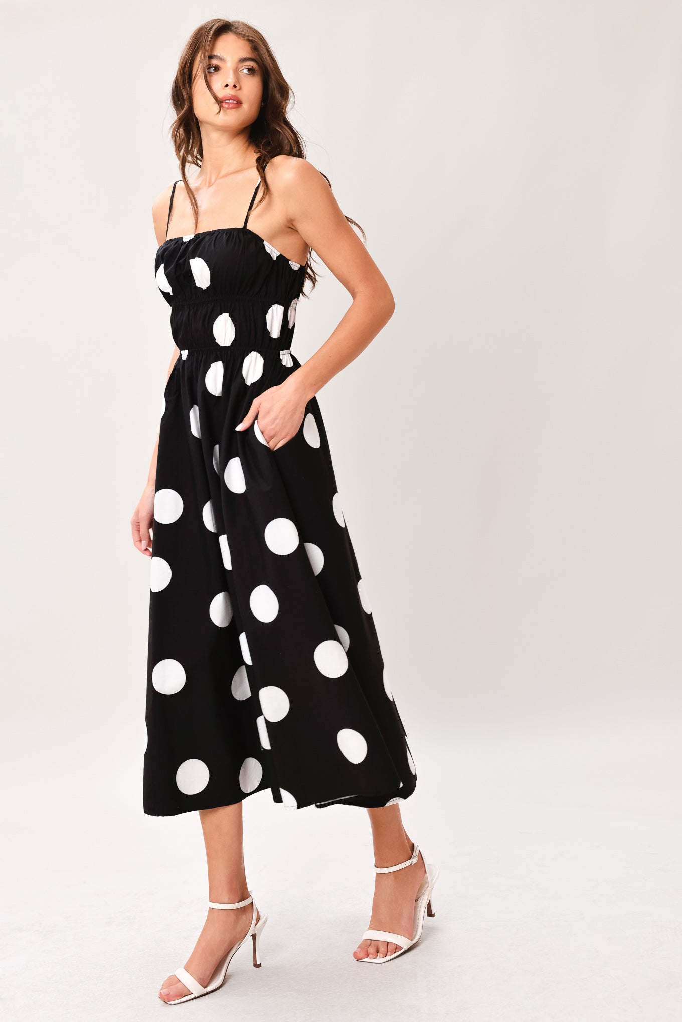 DOT THEORY WOVEN MIDI DRESS