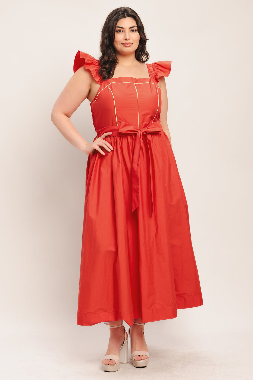 SUNSET ROMANCE WOVEN MIDI DRESS