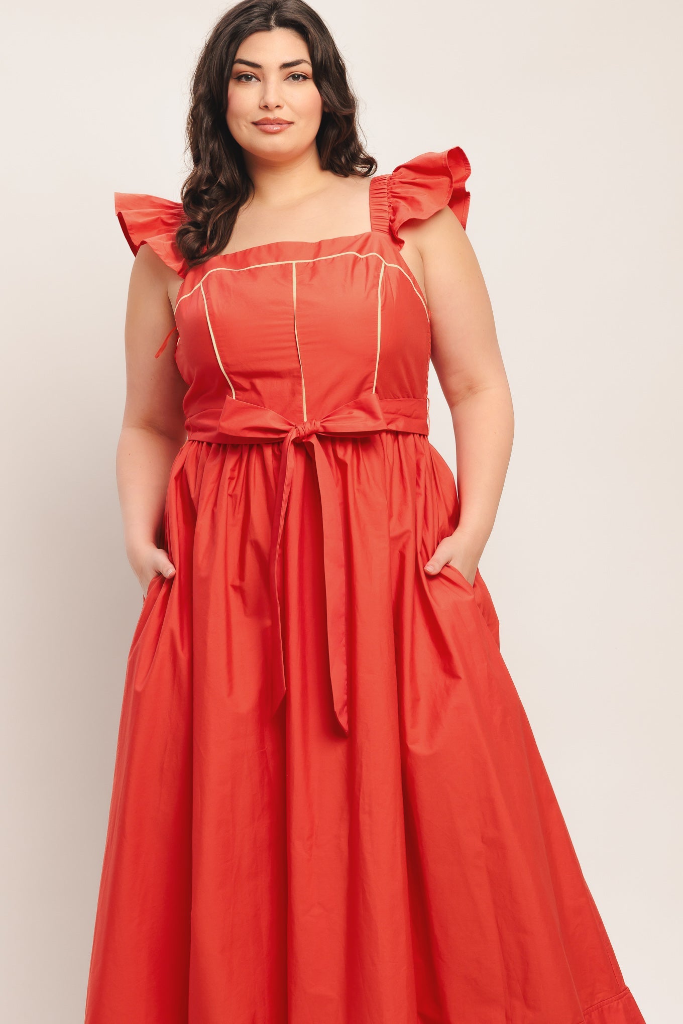 SUNSET ROMANCE WOVEN MIDI DRESS
