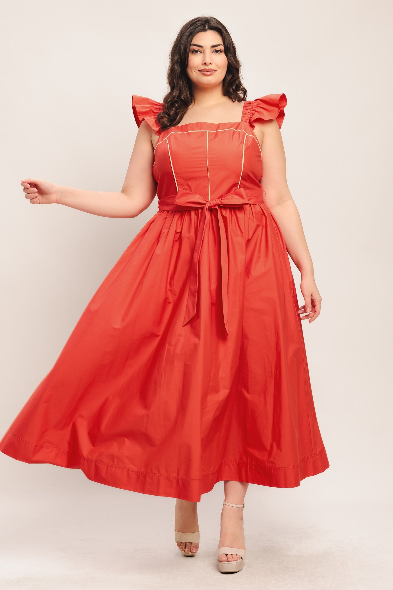 SUNSET ROMANCE WOVEN MIDI DRESS