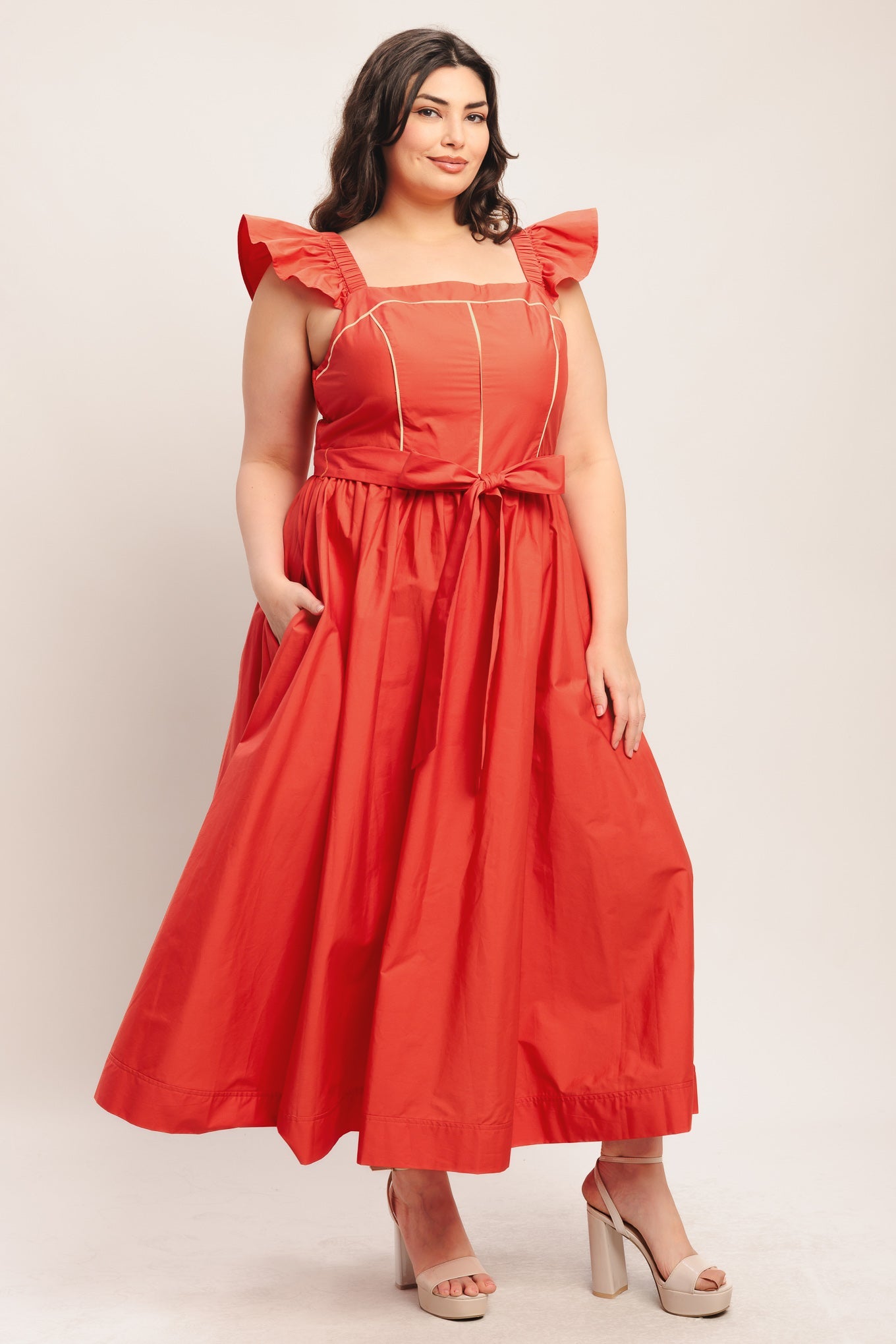SUNSET ROMANCE WOVEN MIDI DRESS