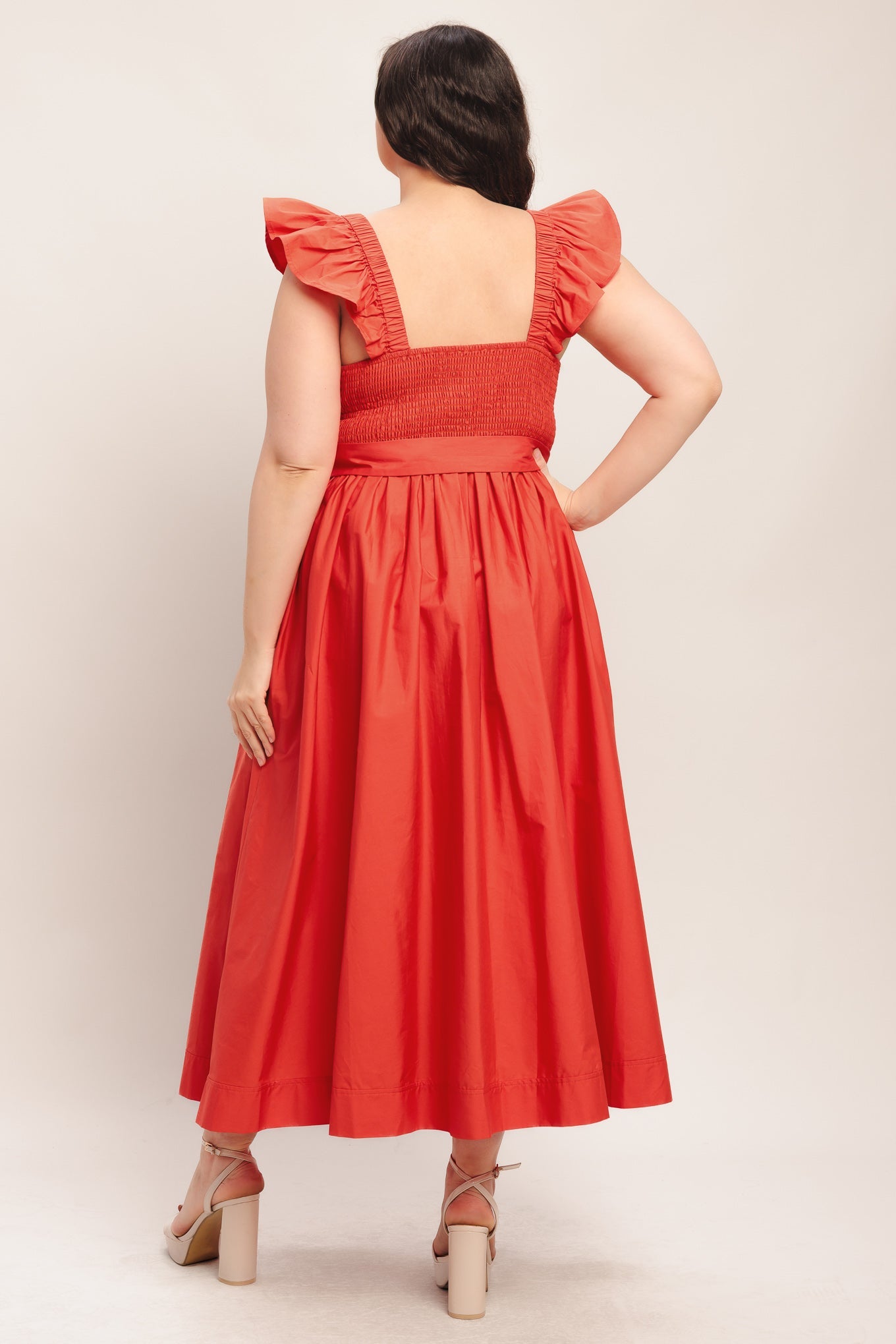 SUNSET ROMANCE WOVEN MIDI DRESS