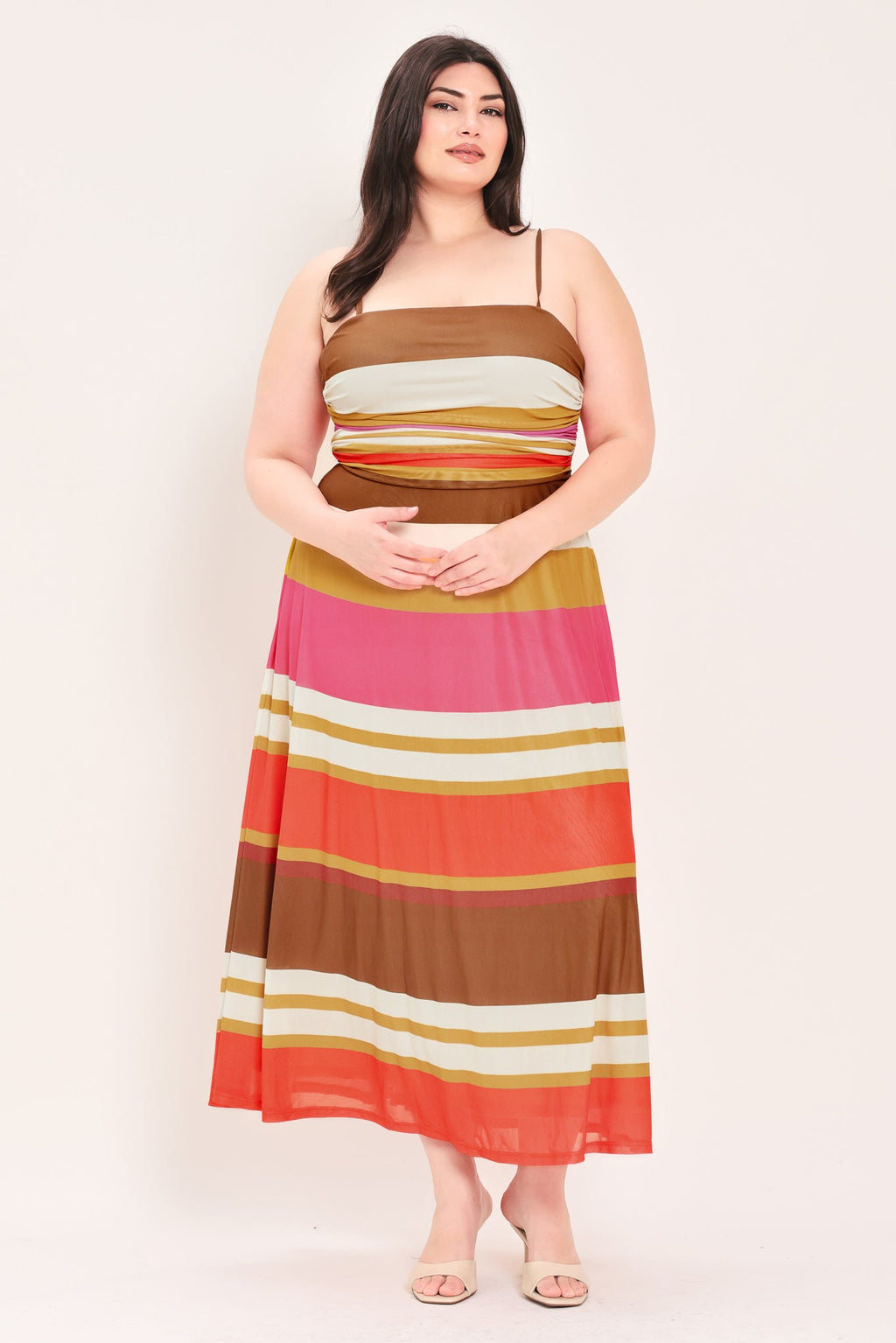 HEAT WAVES POWER MESH MIDI DRESS