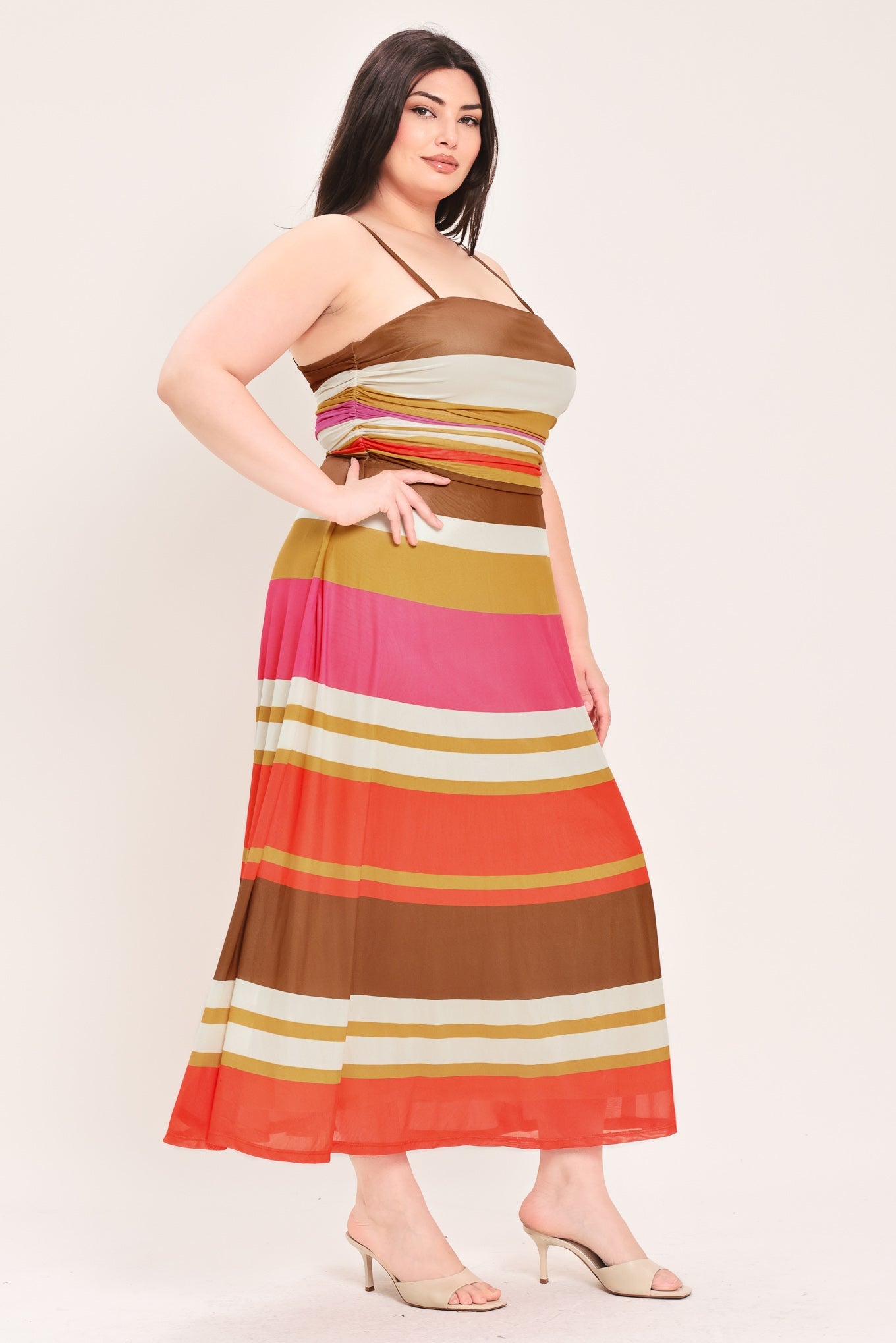HEAT WAVES POWER MESH MIDI DRESS