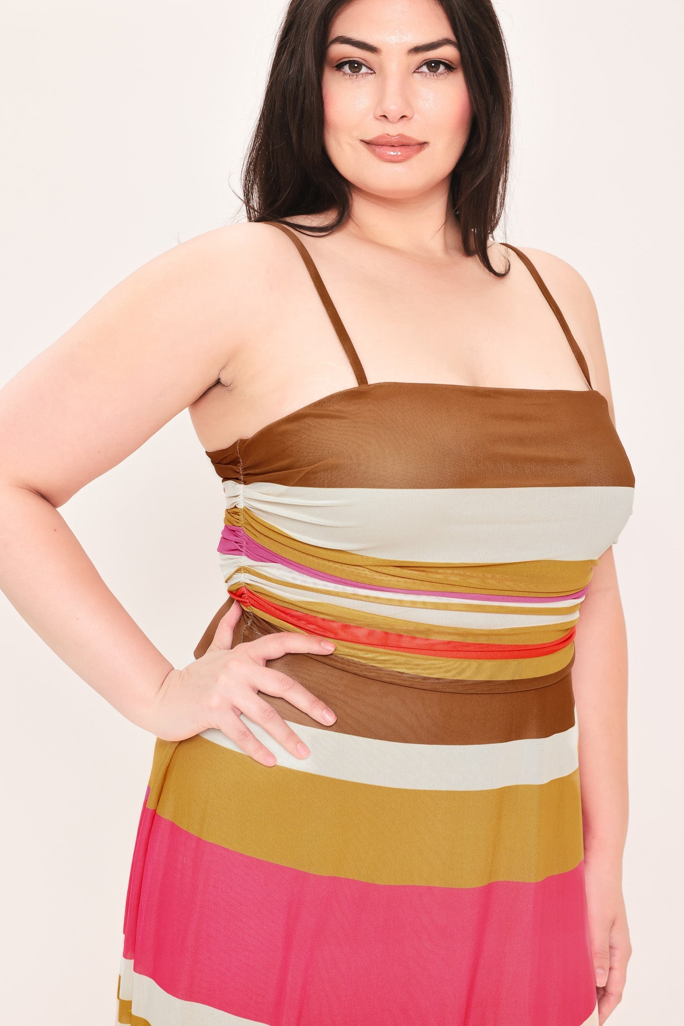 HEAT WAVES POWER MESH MIDI DRESS
