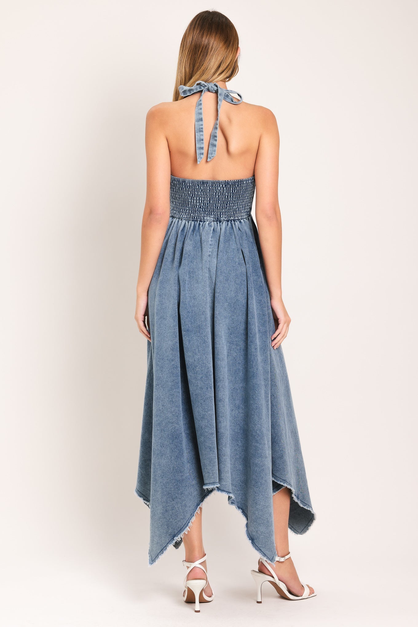 SWEET EMBRACE DENIM MIDI DRESS