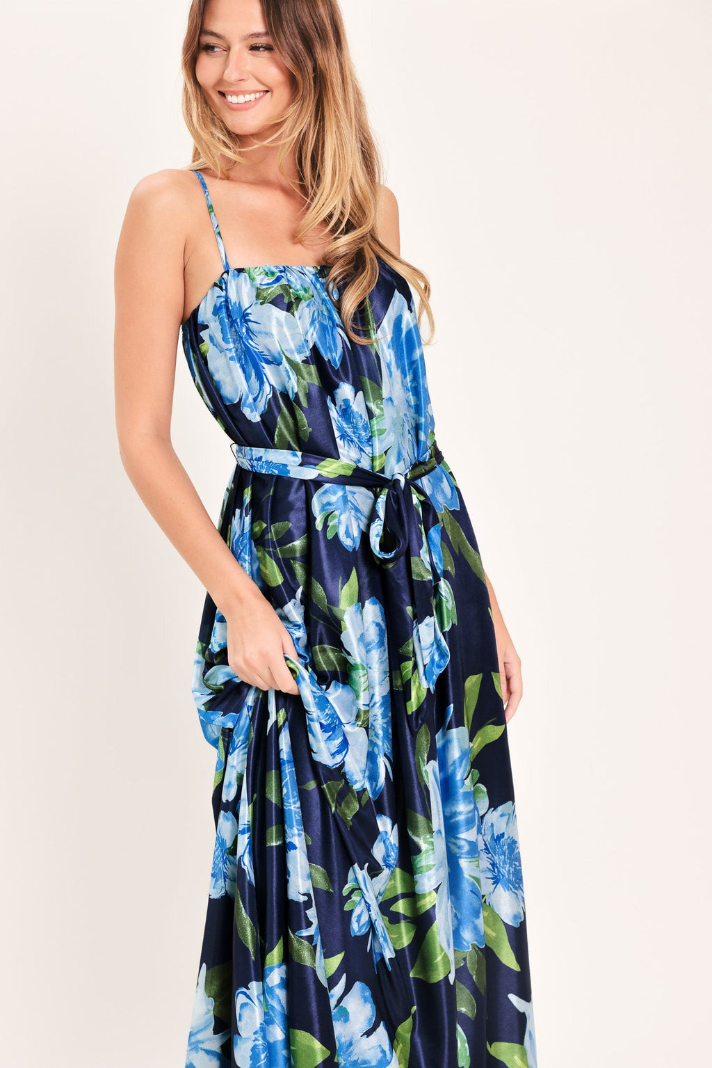 ELEGANT BLOSSOM WOVEN MAXI DRESS
