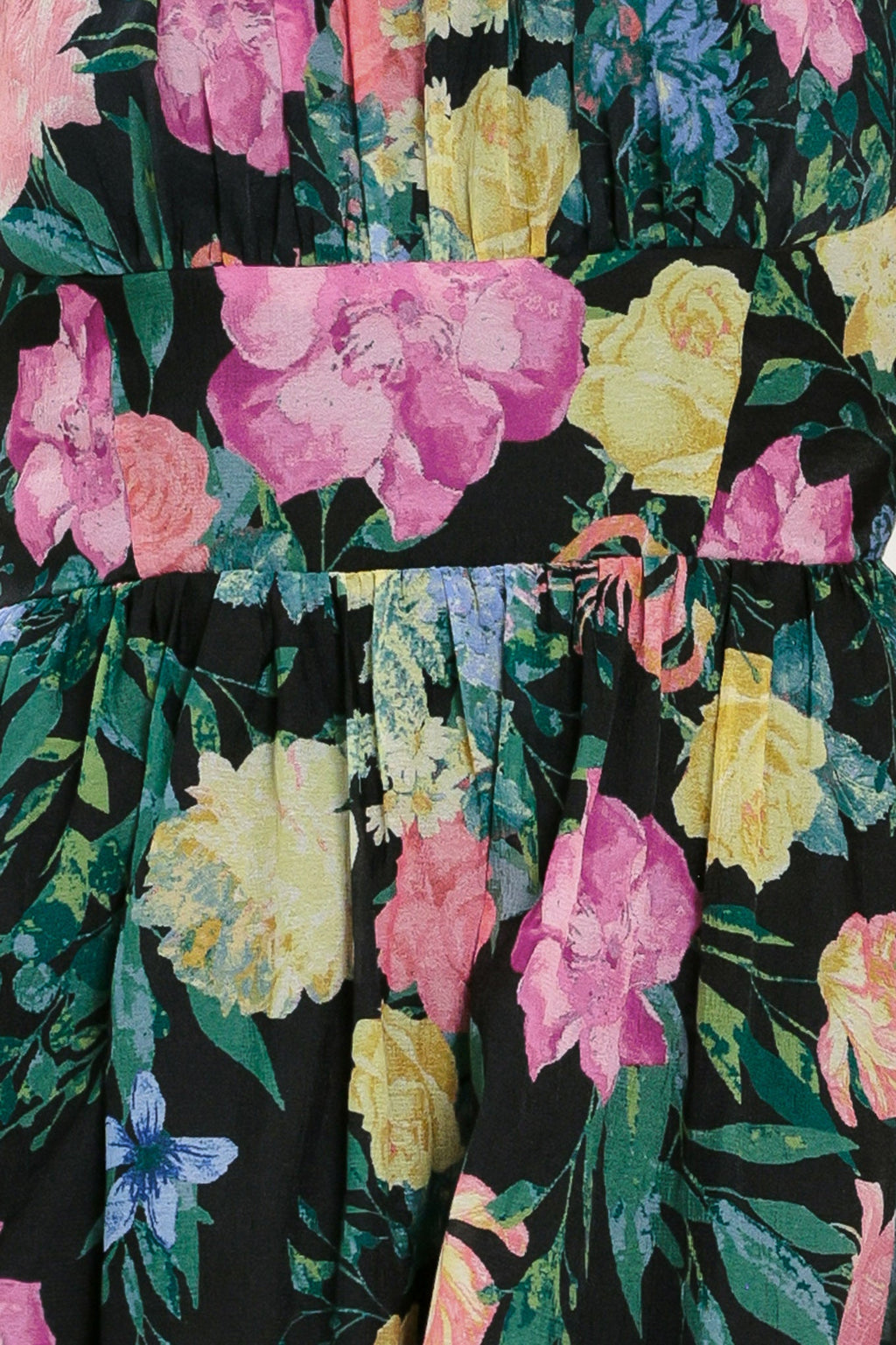 SHADOW FLORAL WOVEN MIDI DRESS