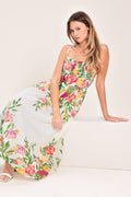 SHADOW FLORAL WOVEN MIDI DRESS