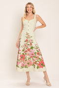 BLOSSOM WHISPER WOVEN MIDI DRESS