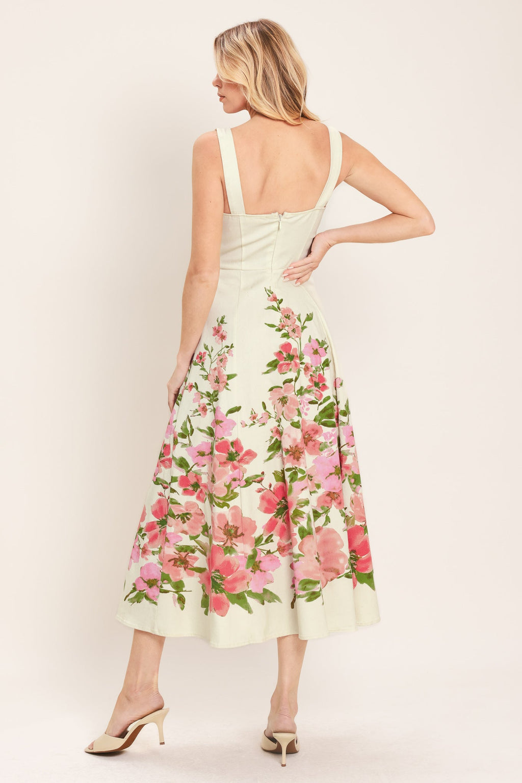 BLOSSOM WHISPER WOVEN MIDI DRESS