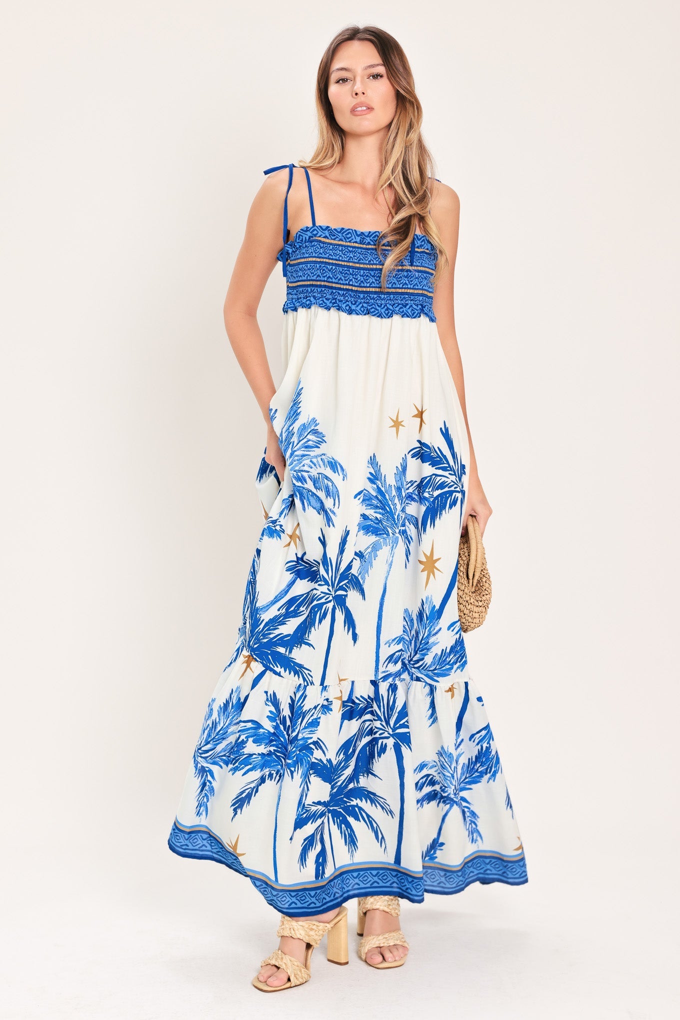 PALM ESCAPE WOVEN MAXI DRESS