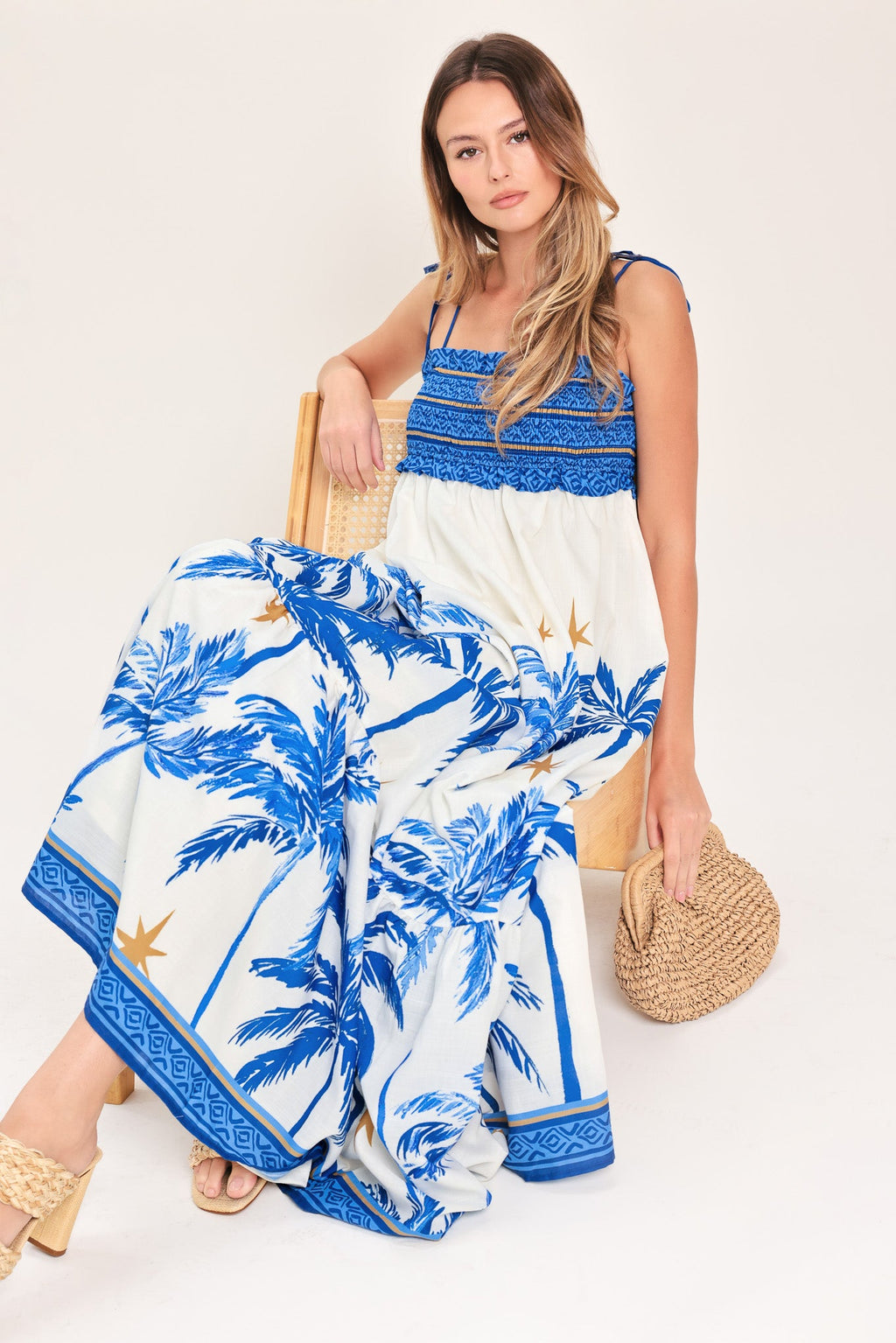 PALM ESCAPE WOVEN MAXI DRESS