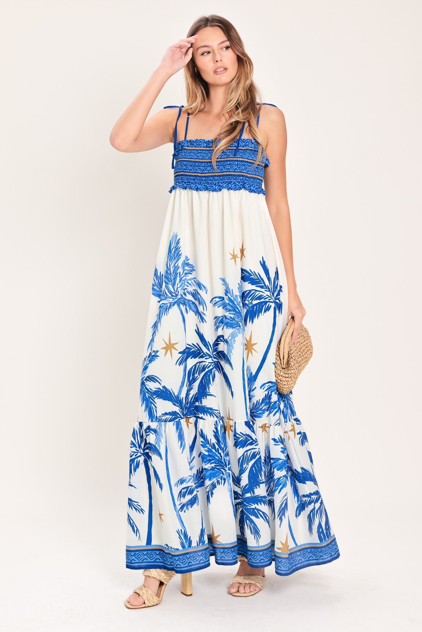 PALM ESCAPE WOVEN MAXI DRESS