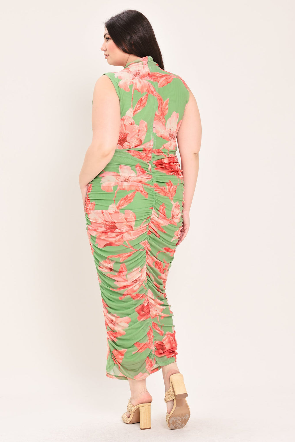 PARADISE GLOW POWER MESH MIDI DRESS