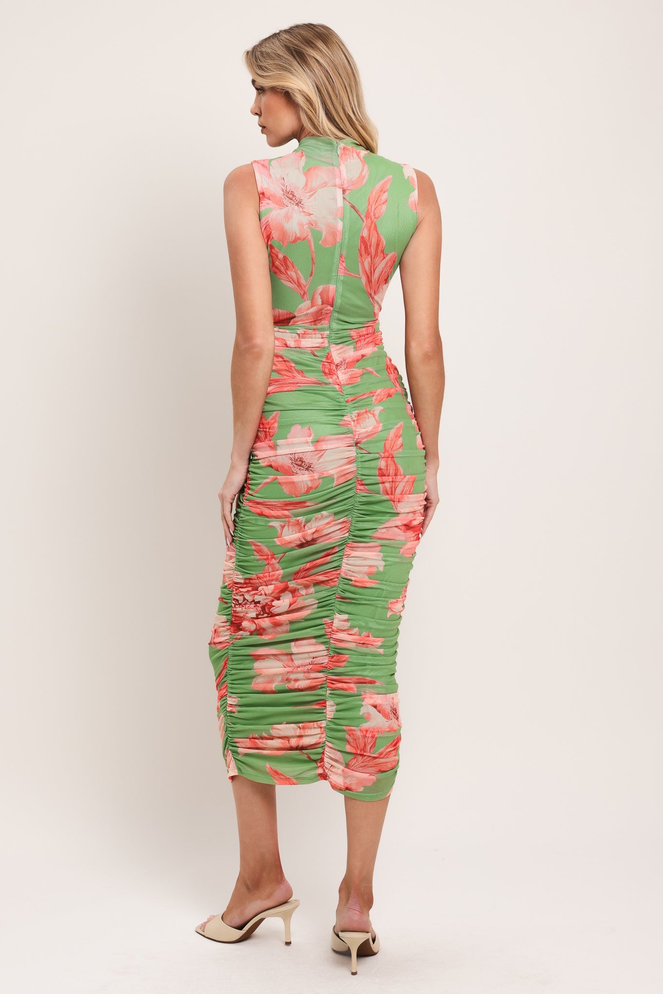 PARADISE GLOW POWER MESH MIDI DRESS