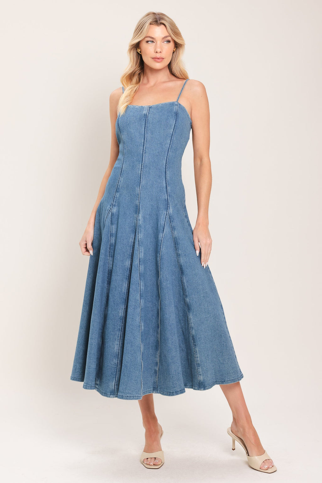 INDIGO WHISPER DENIM MIDI DRESS