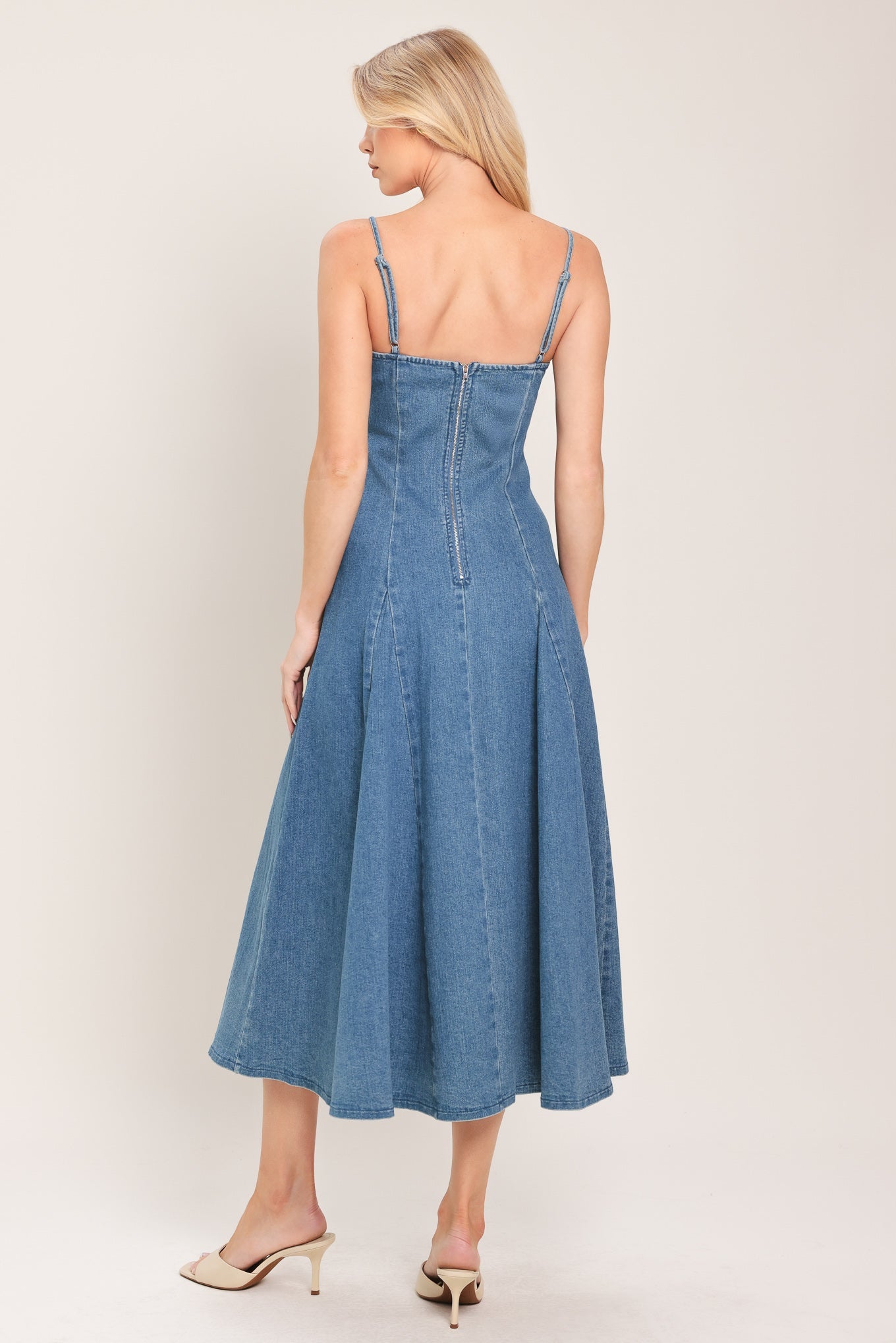 INDIGO WHISPER DENIM MIDI DRESS