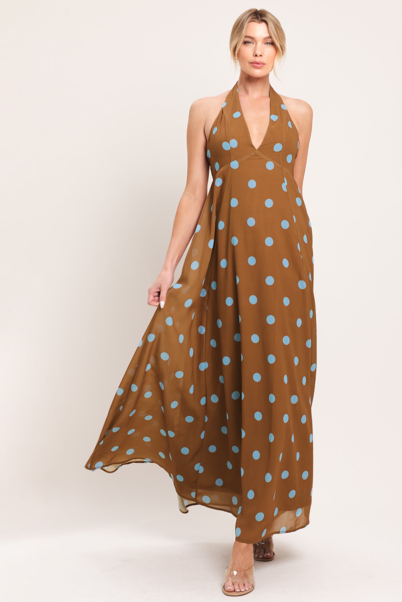DOTTY LOVE WOVEN MIDI DRESS