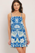 SANTORINI SKY WOVEN MINI SHIFT DRESS
