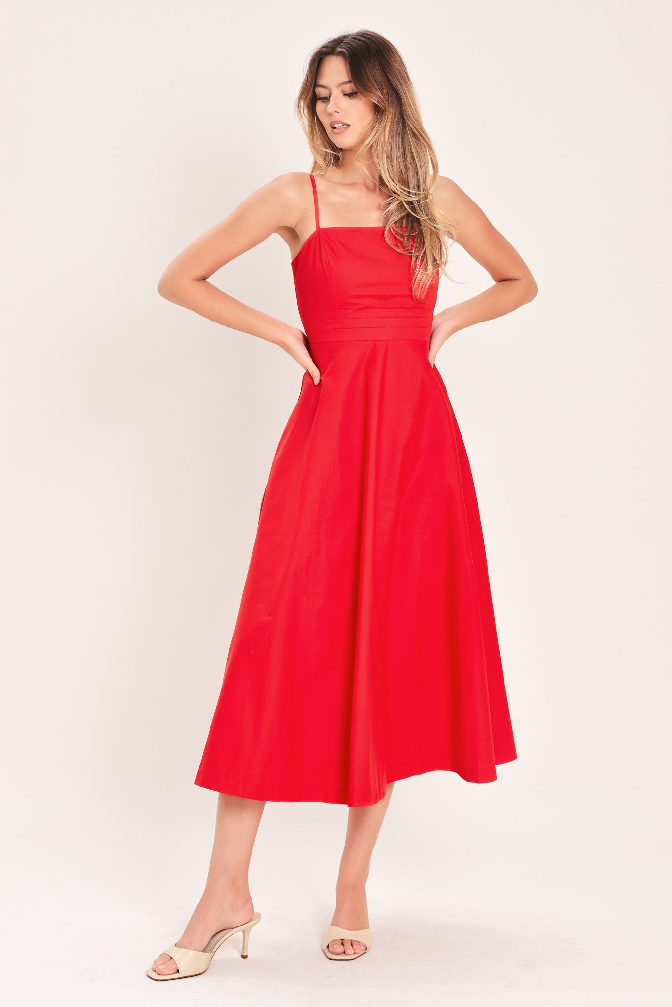 MODERN ROMANCE WOVEN MIDI DRESS