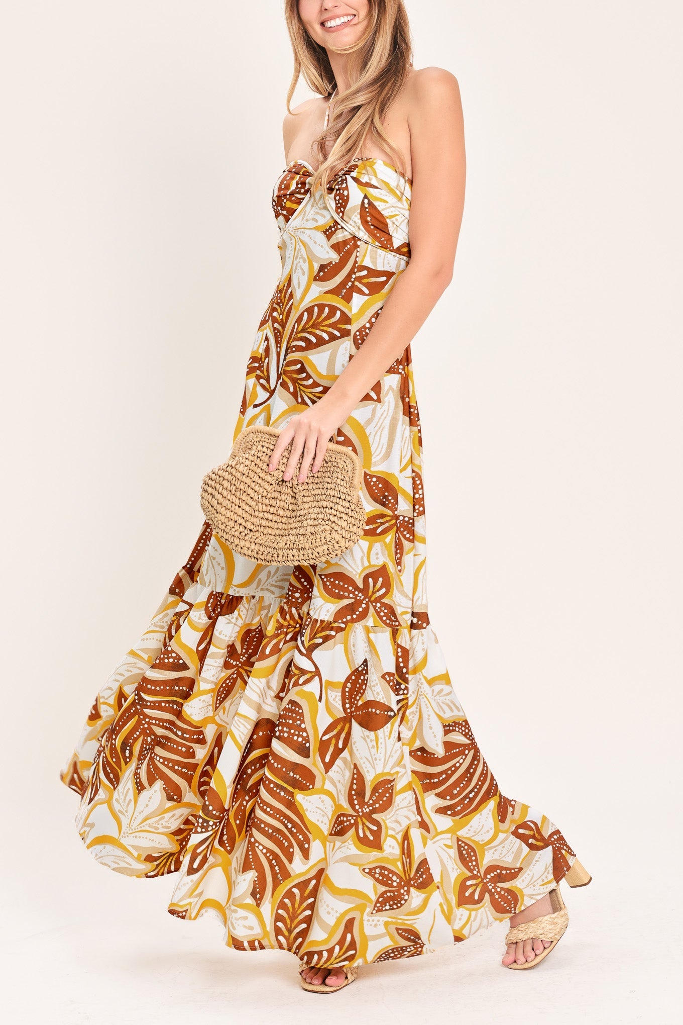 AMBER PALM PARADISE WOVEN MAXI DRESS