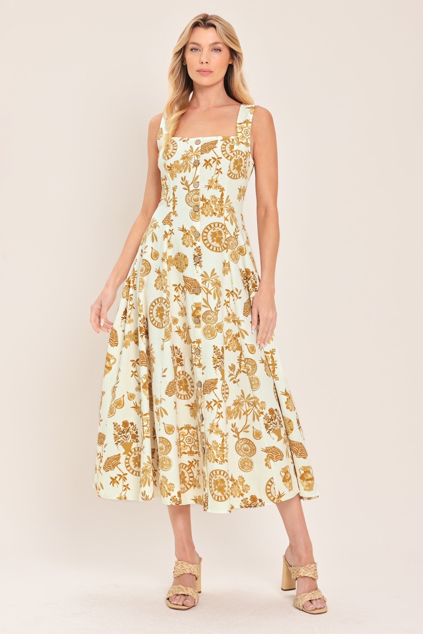 CITRUS COAST WOVEN MIDI DRESS