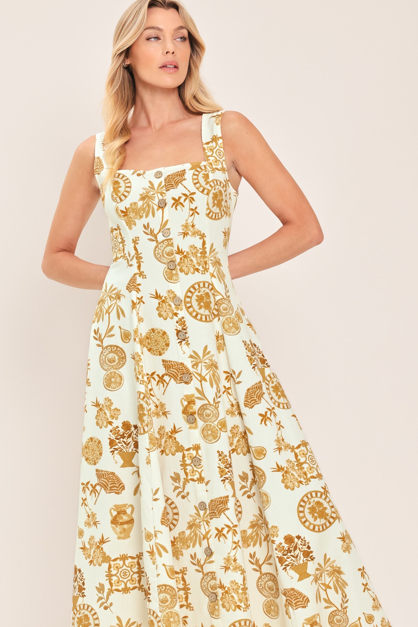 CITRUS COAST WOVEN MIDI DRESS