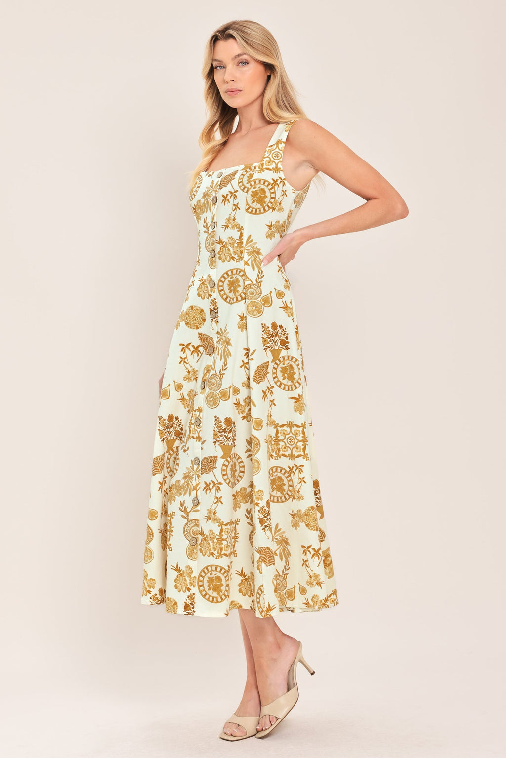 CITRUS COAST WOVEN MIDI DRESS
