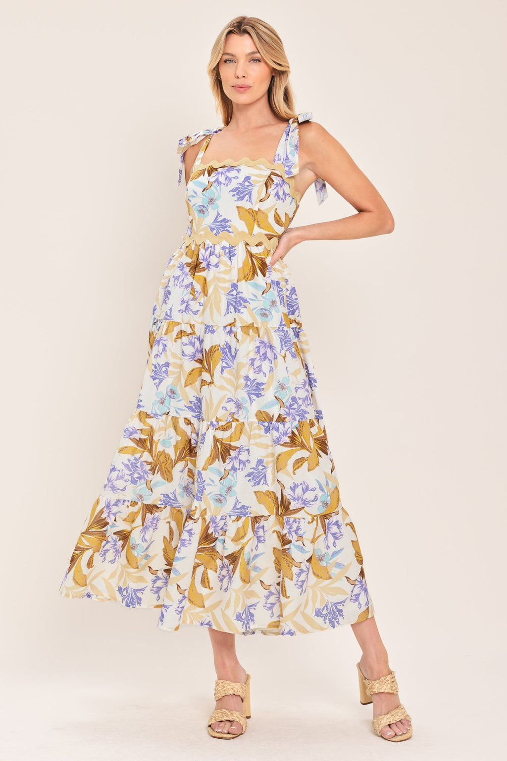 SOFTLY SUNKISSED WOVEN MIDI DRESS