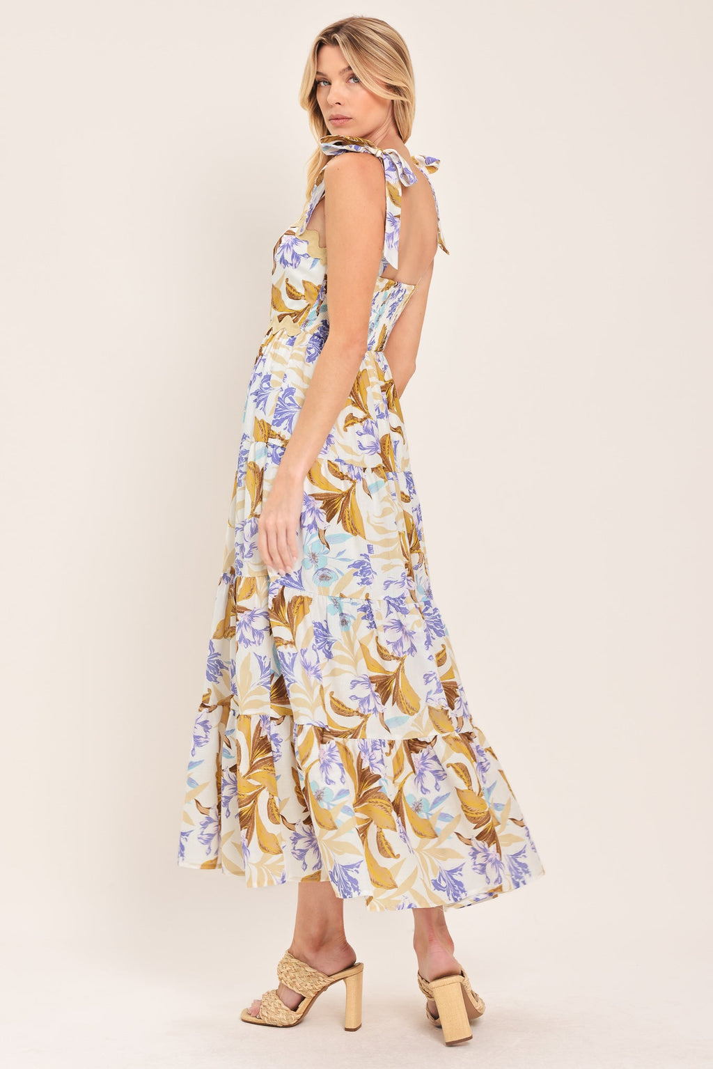 SOFTLY SUNKISSED WOVEN MIDI DRESS