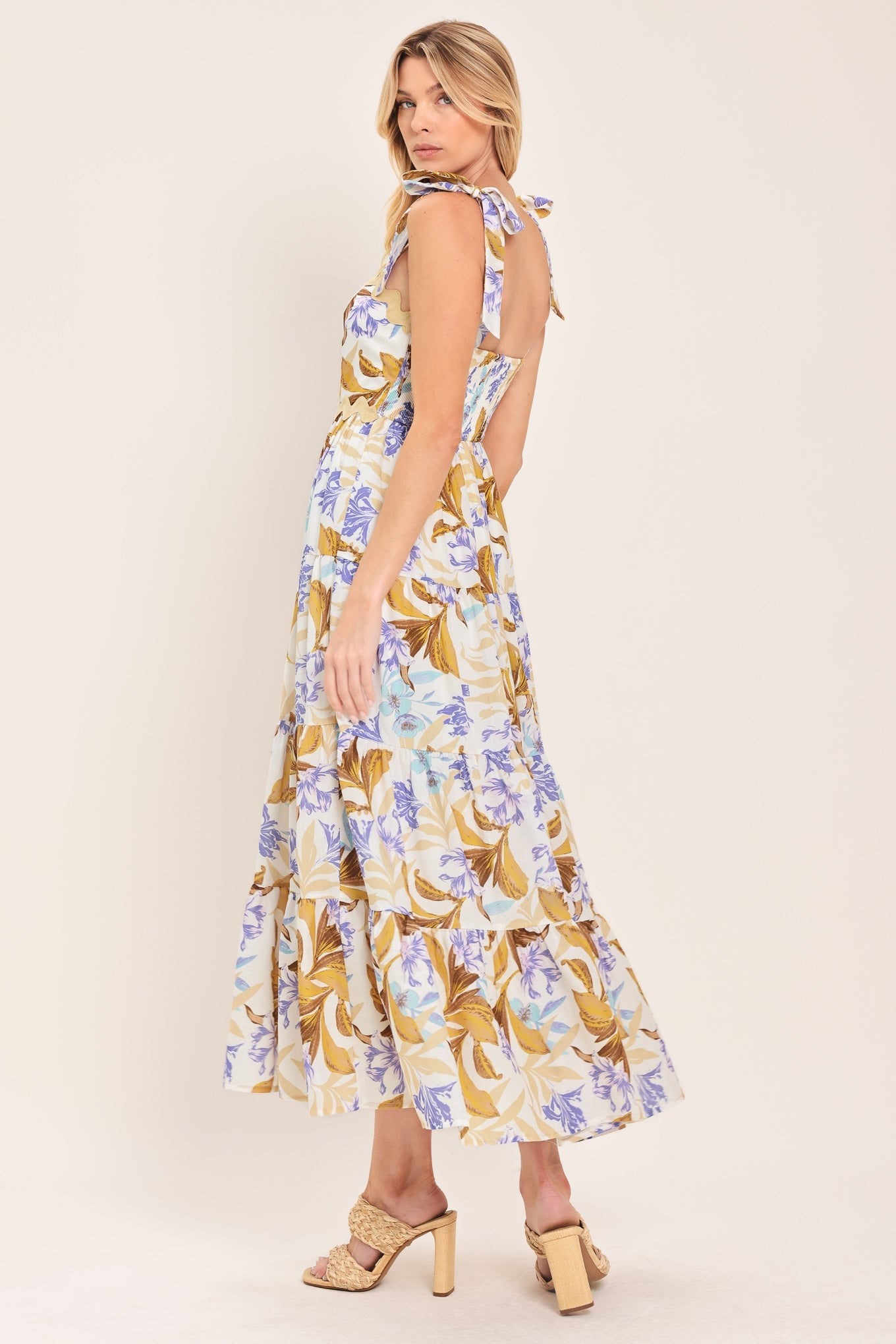 SOFTLY SUNKISSED WOVEN MIDI DRESS