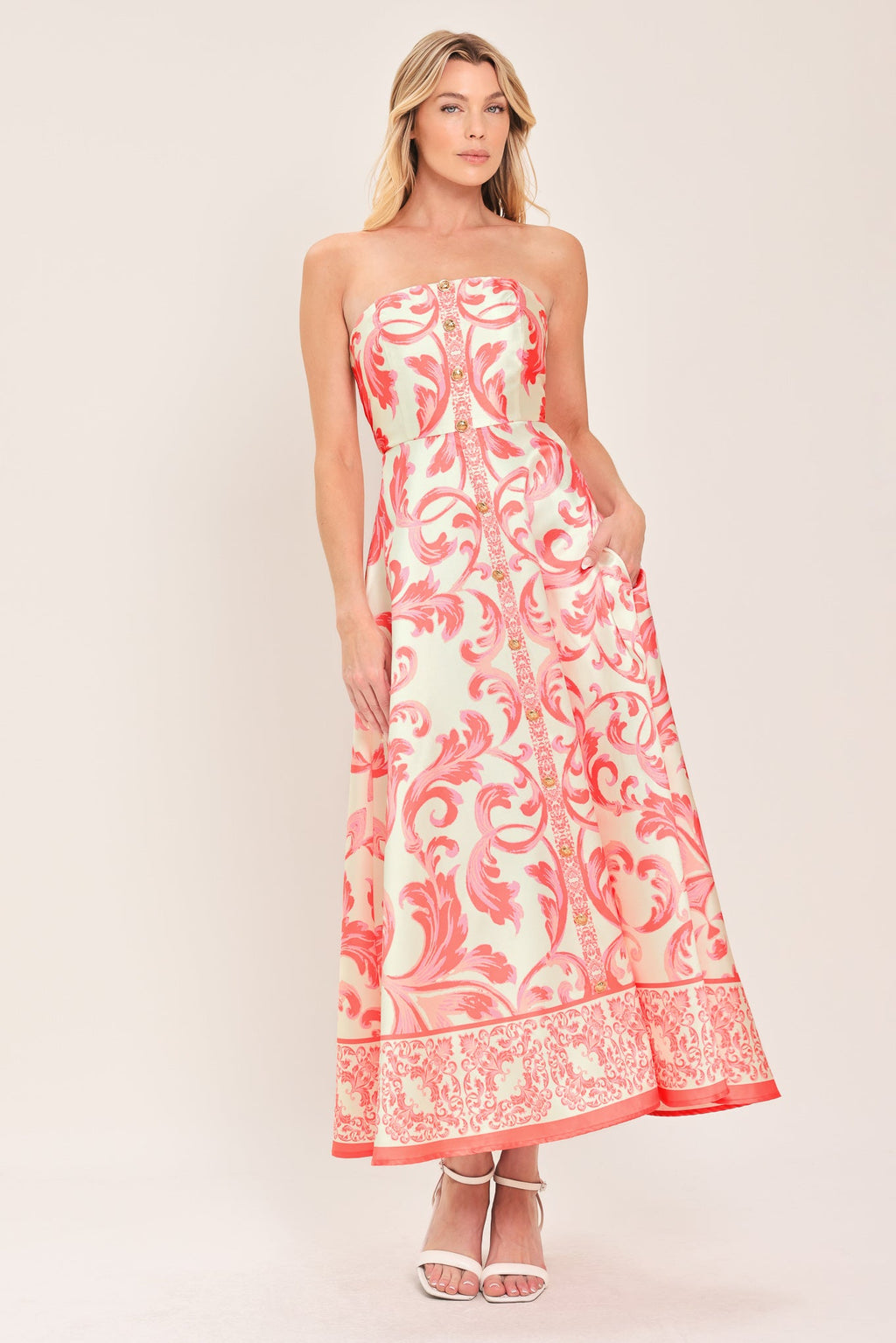 SUNSET ROYALTY WOVEN MIDI DRESS