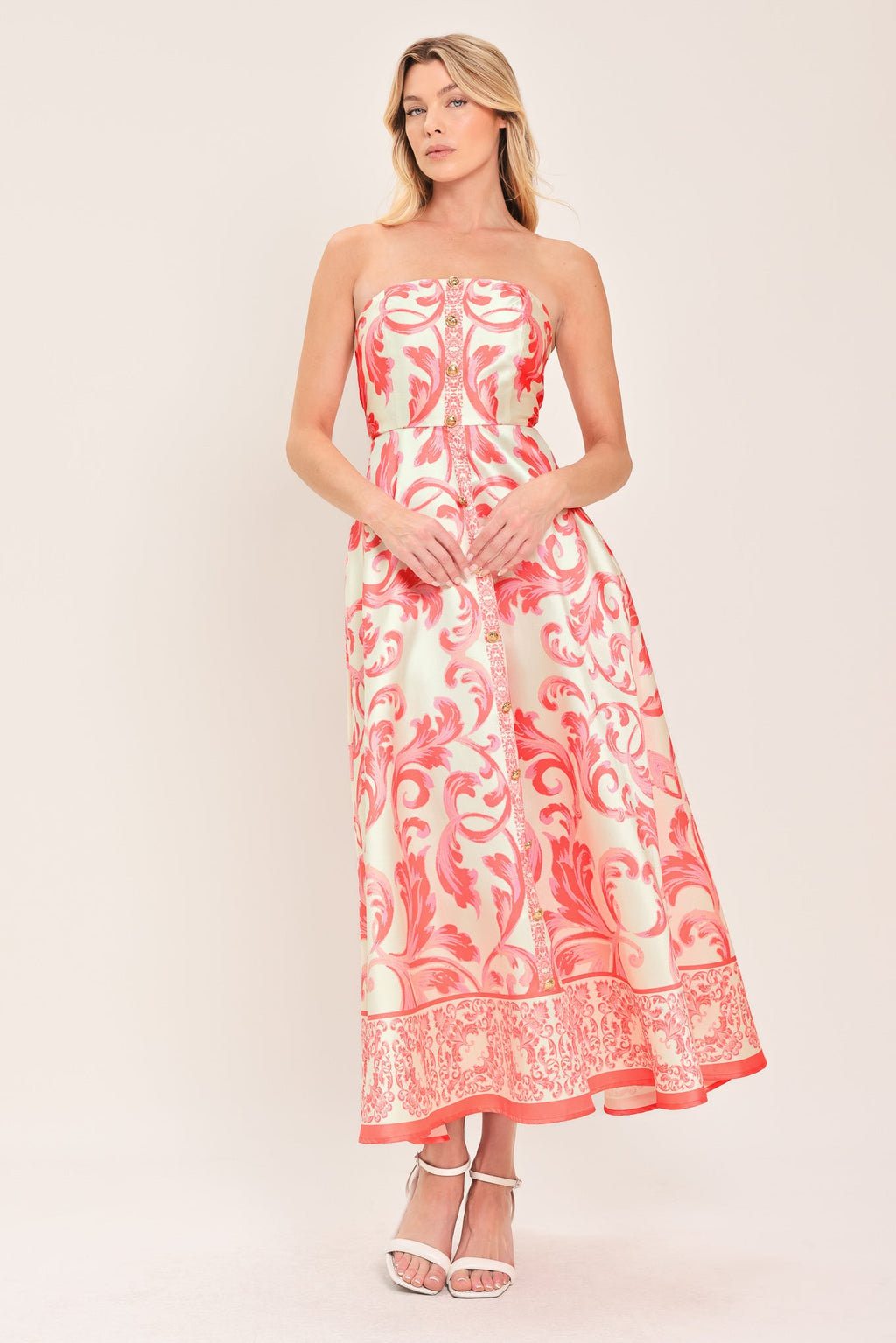 SUNSET ROYALTY WOVEN MIDI DRESS