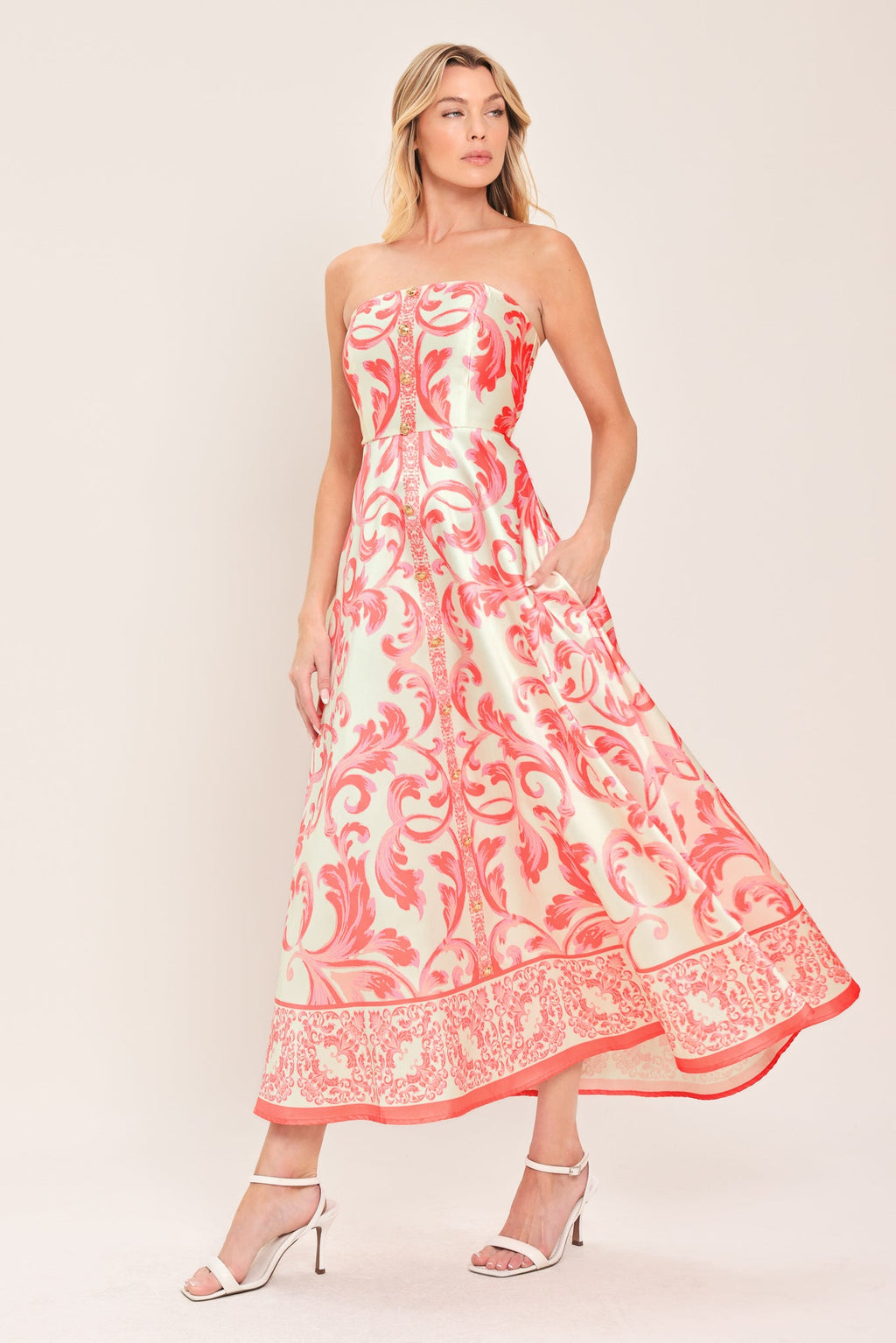 SUNSET ROYALTY WOVEN MIDI DRESS