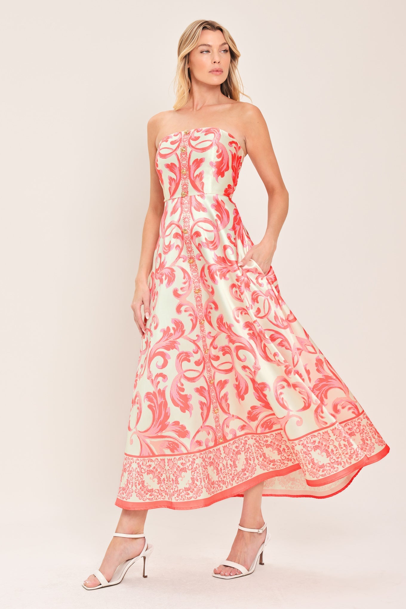 SUNSET ROYALTY WOVEN MIDI DRESS