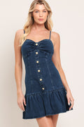 RIVET ROMANCE DENIM MINI DRESS