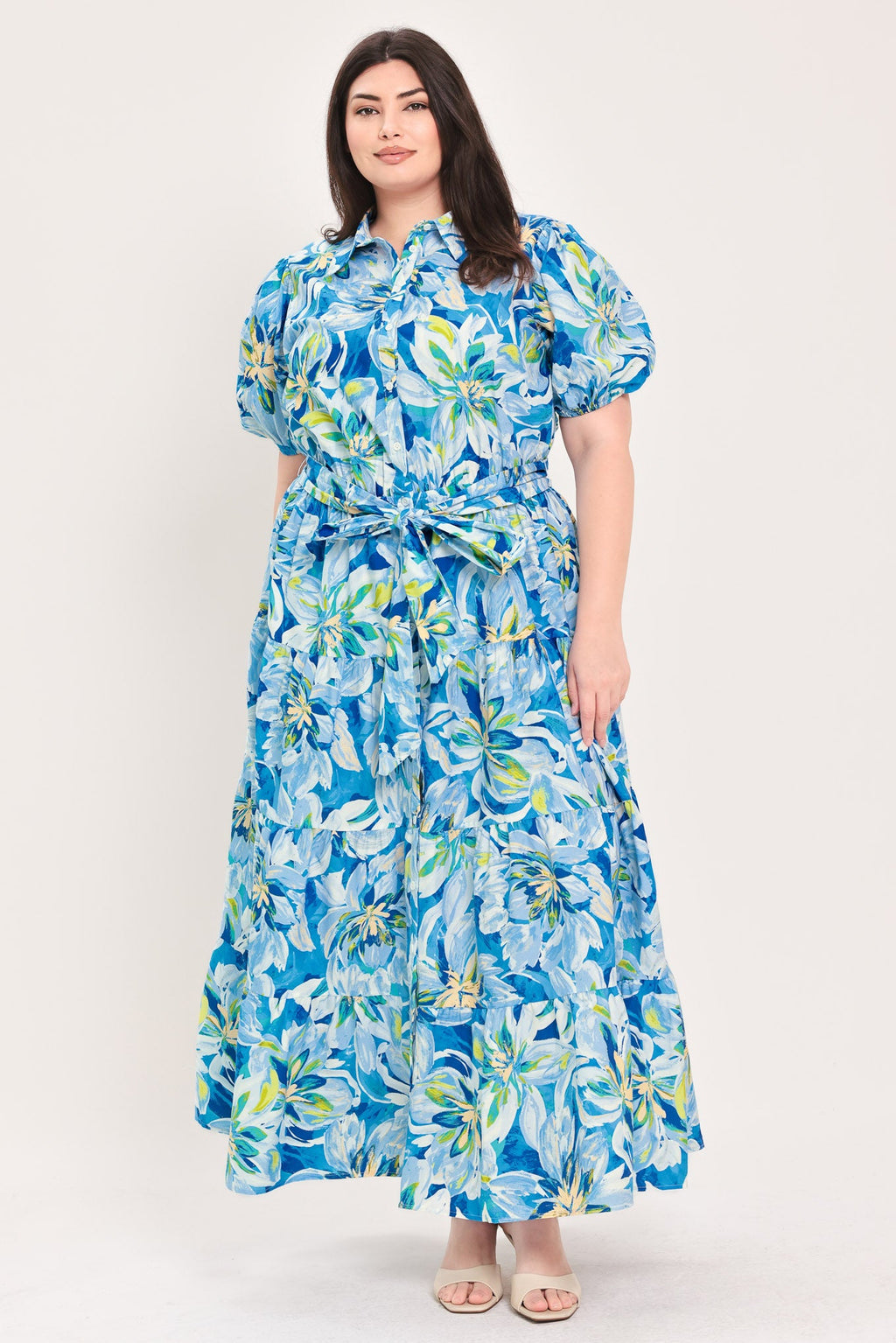 OCEAN GARDEN WOVEN MIDI DRESS