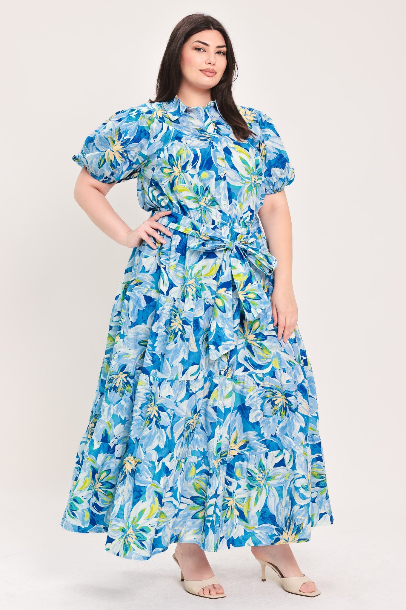 OCEAN GARDEN WOVEN MIDI DRESS